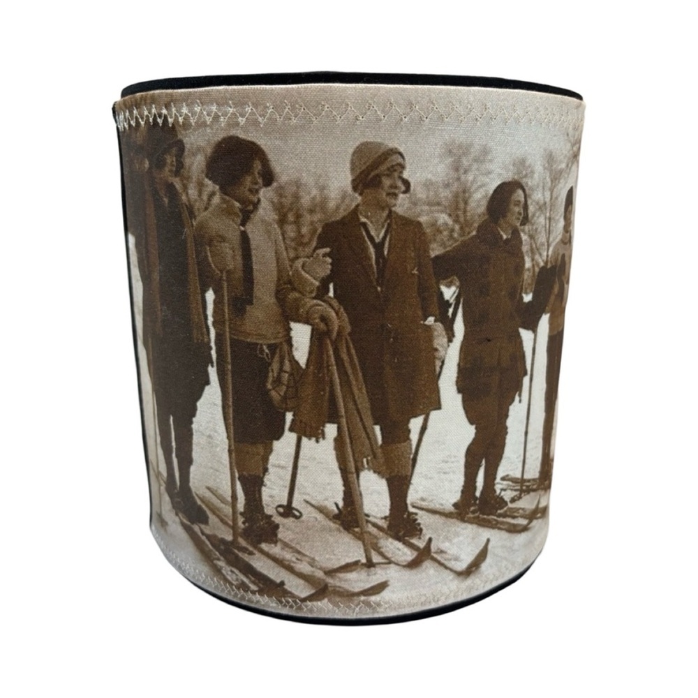 Black &‎ White Photograph of VTG Ski Ladies Photo Small Lamp Shade Decor